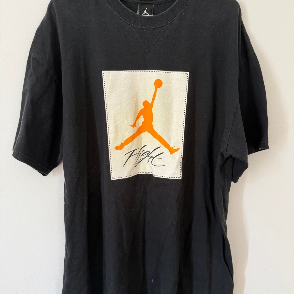 Jordan Black Short Sleeve Tee with Orange Jumpman Panel